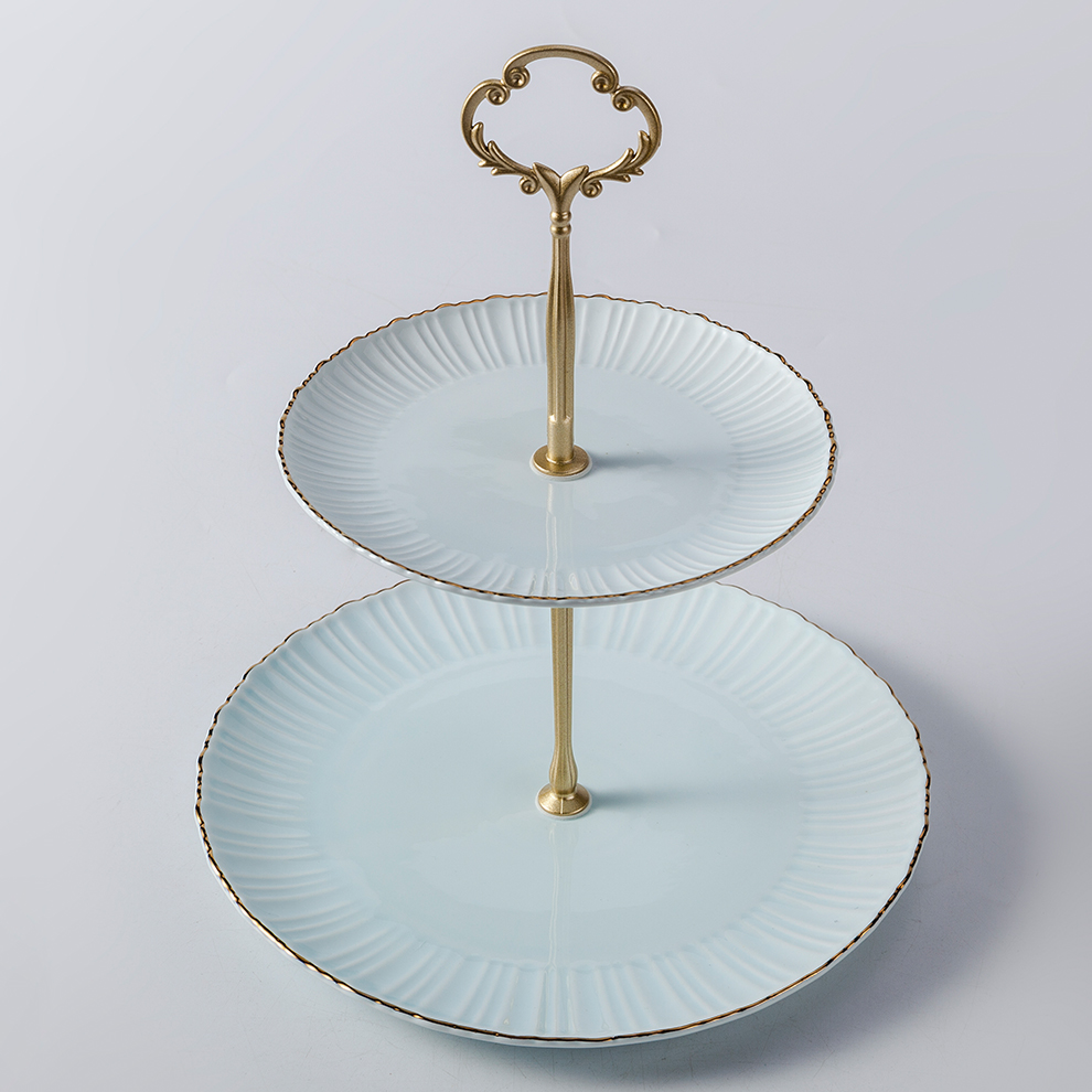 Ora Tiffany kaj Turkisa Porcelana Plato Vespermanĝo, Blua Porcelana Kuko -Plato 5