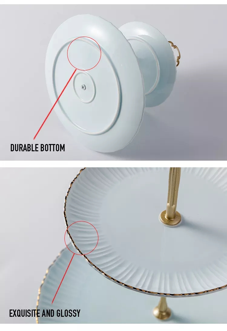 Ora Tiffany kaj Turkisa Porcelana Plato Vespermanĝo, Blua Porcelana Kuko -Plato 7