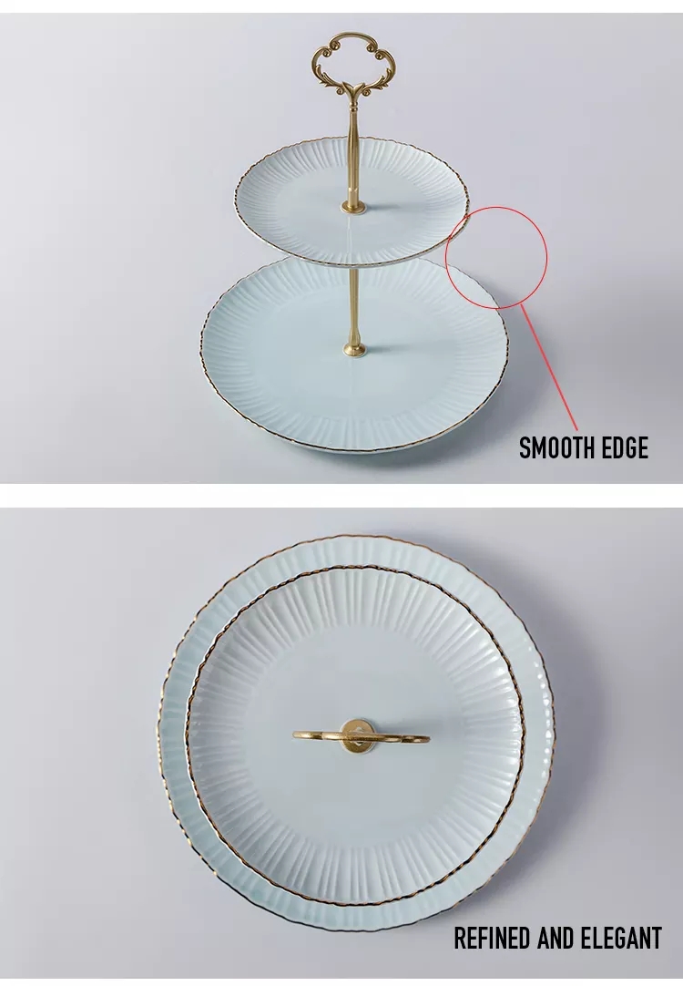 Ora Tiffany kaj Turkisa Porcelana Plato Vespermanĝo, Blua Porcelana Kuko -Plato 6