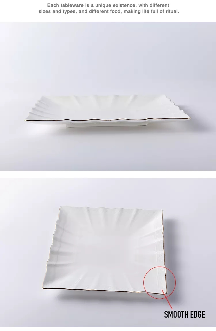 Supplier of dinner ceramics, pizza texture ceramic tableware and white porcelain square plates 6