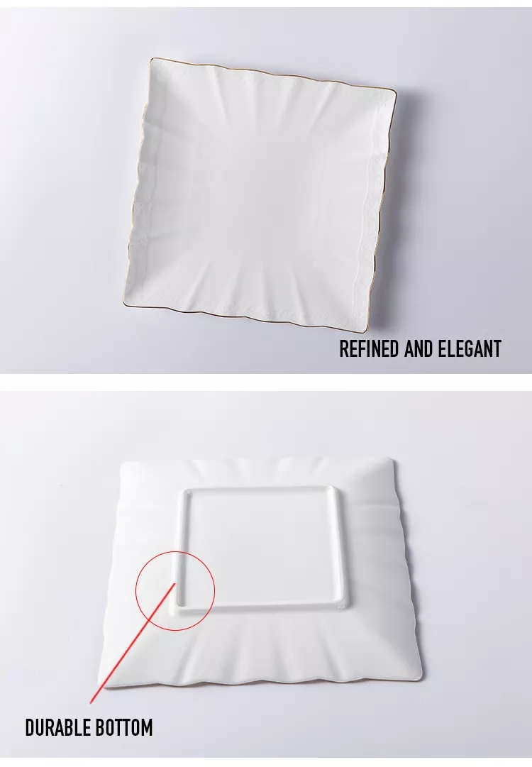Supplier of dinner ceramics, pizza texture ceramic tableware and white porcelain square plates 7