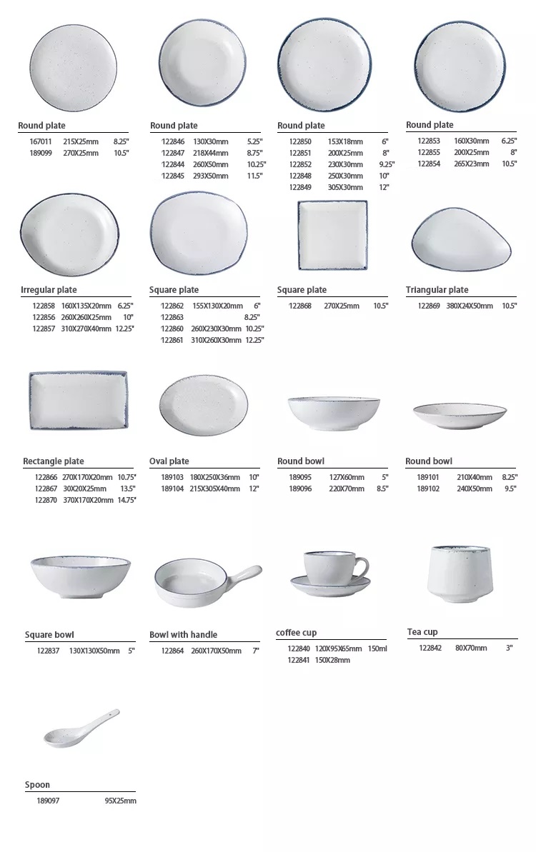 Pogranda vintage pentrita porcelana tablo kaj blua randa rektangula blanka ceramika sushi-plato 8