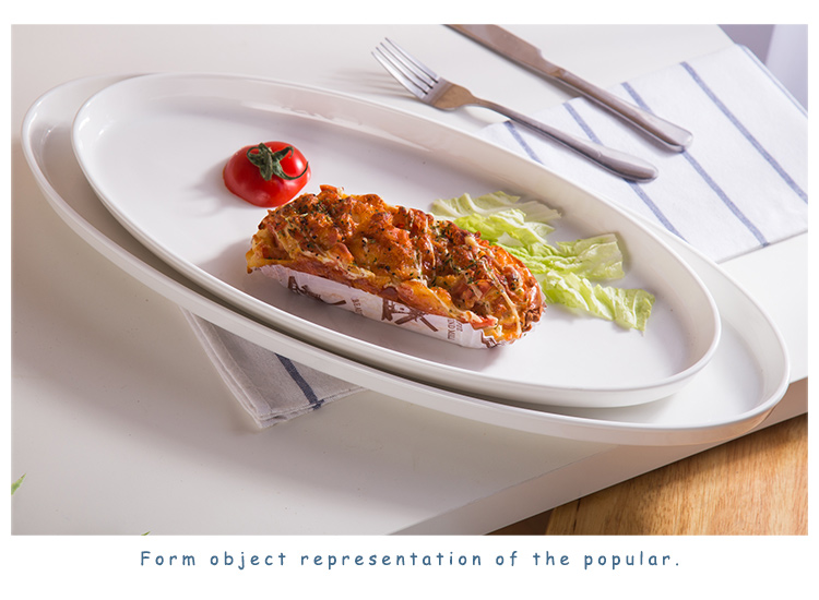 Chinabrett - Porcelana Vespermanĝa Aranĝo Restoracio Ebena Ovala Fiŝa Formo Vespermanĝo Blanka Porcelana Vespermanĝo 19