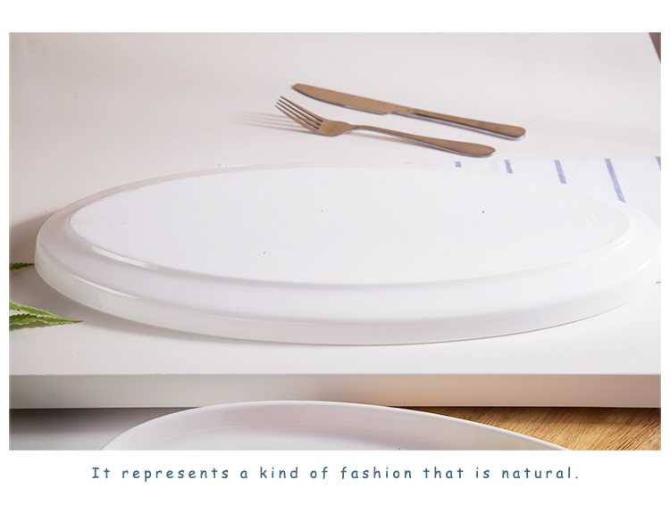 Chinabrett - Porcelana Vespermanĝa Aranĝo Restoracio Ebena Ovala Fiŝa Formo Vespermanĝo Blanka Porcelana Vespermanĝo 23