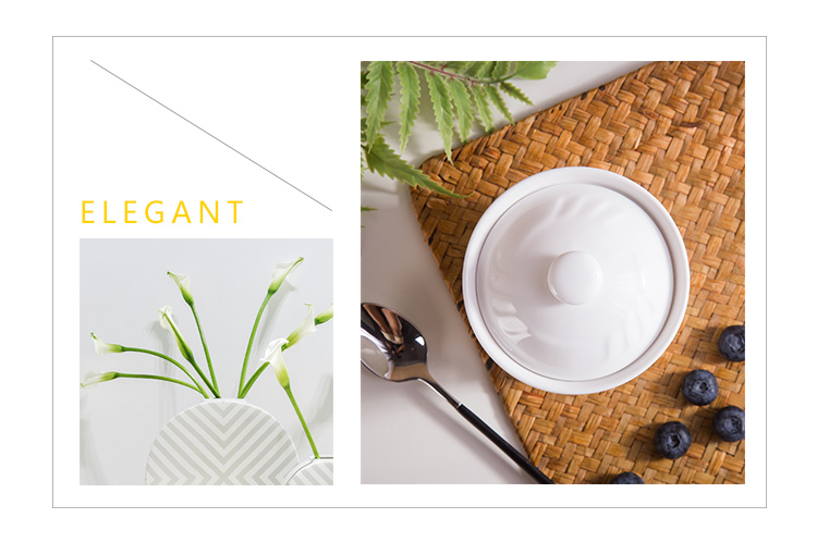 Ĉina 4 4,5 blanka ceramika supo tureen ladle 13