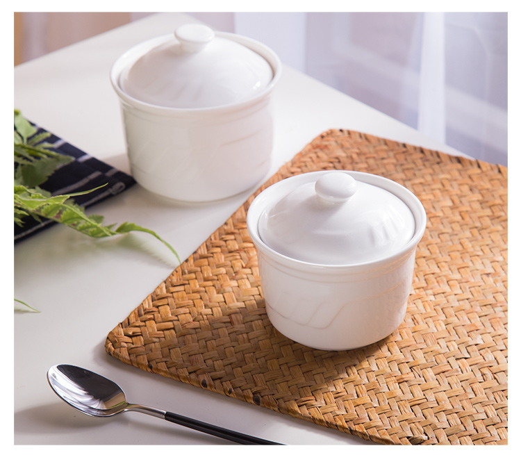 Ĉina 4 4,5 blanka ceramika supo tureen ladle 7