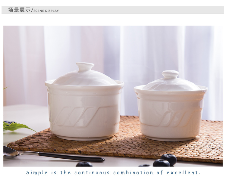 Ĉina 4 4,5 blanka ceramika supo tureen ladle 19