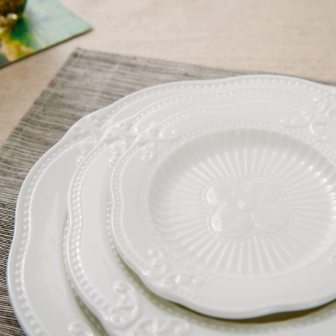 CHINABRETT - Europa porcelain white square wholesale dinner plates White porcelain dinnerware 14