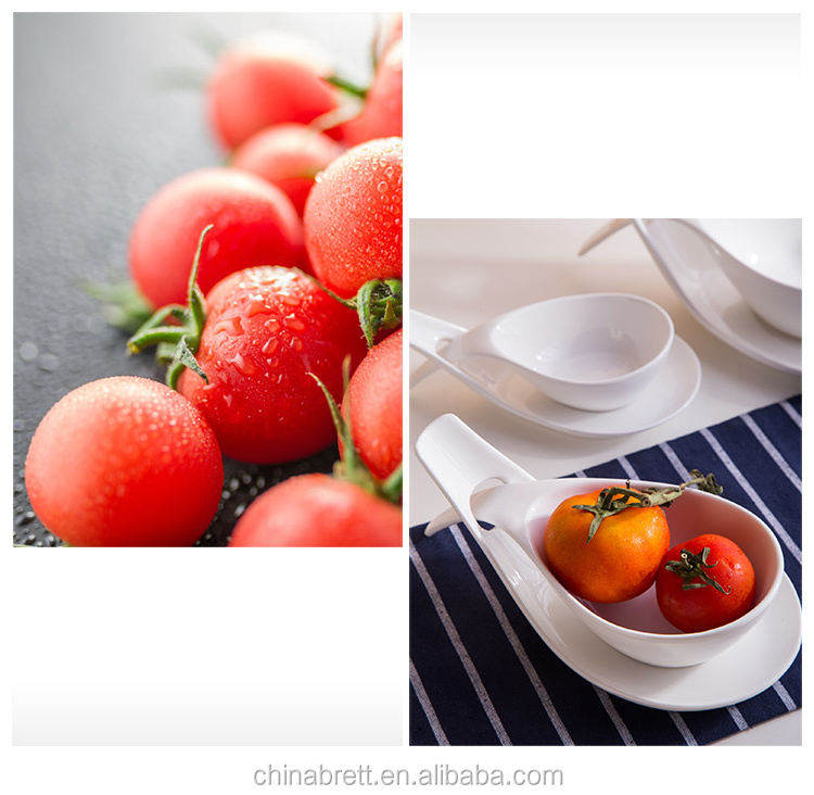 Chinabrett - einzigartige Keramik -Stapel -Doppel -Löffel -Suppenschalen für Buffet weißes Porzellan -Geschirr 19