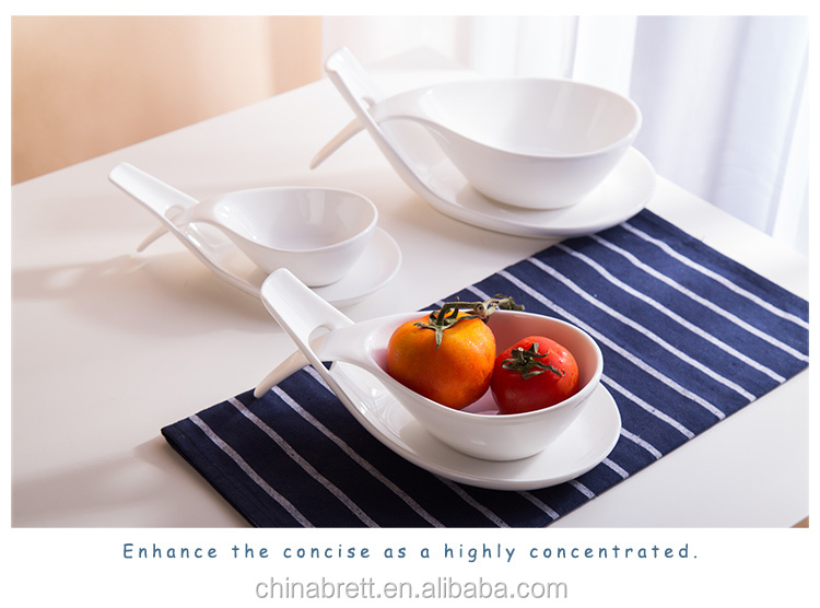 Chinabrett - einzigartige Keramik -Stapel -Doppel -Löffel -Suppenschalen für Buffet weißes Porzellan -Geschirr 25