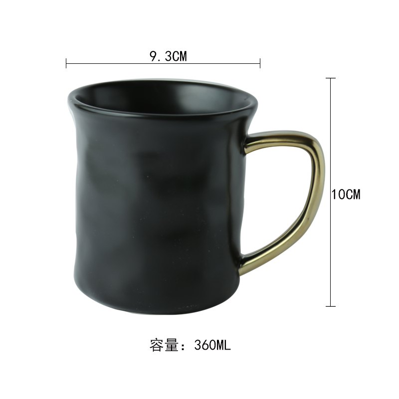 Chinabrett - Plej vendanta okcidentan ceramikan nigran kaj blankan kafan tason kun ora bordo 360ml kafejo kaj taso 13