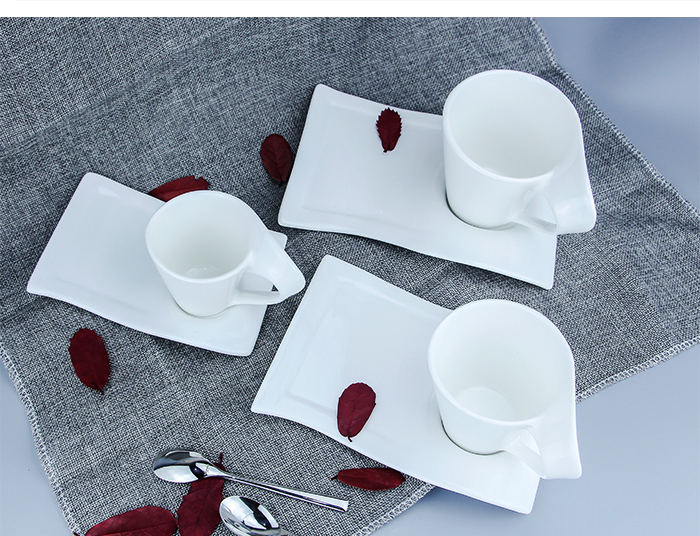 Chinabrett - unika dezajno blanka ondo formo fajna porcelana espressa te -kafpokalo kaj saŭca kafpokalo kaj taso 22
