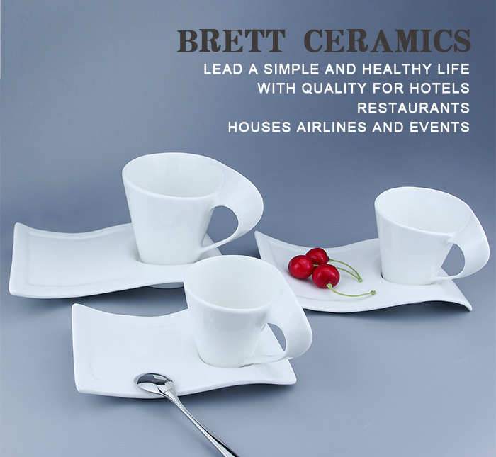 Chinabrett - unika dezajno blanka ondo formo fajna porcelana espressa te -kafpokalo kaj saŭca kafpokalo kaj taso 10