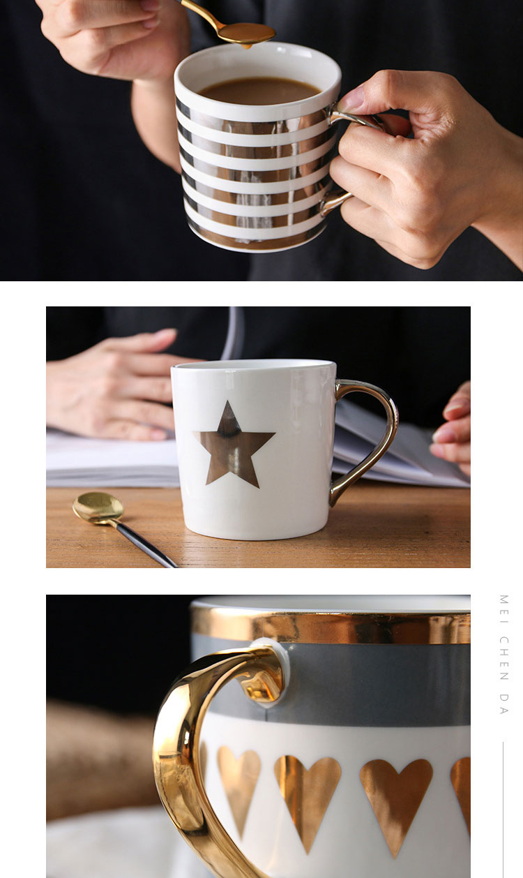 Propra ceramika lakta muko 300ml porcelana kafpokalo kun ora borda ora litera alfabeto 21