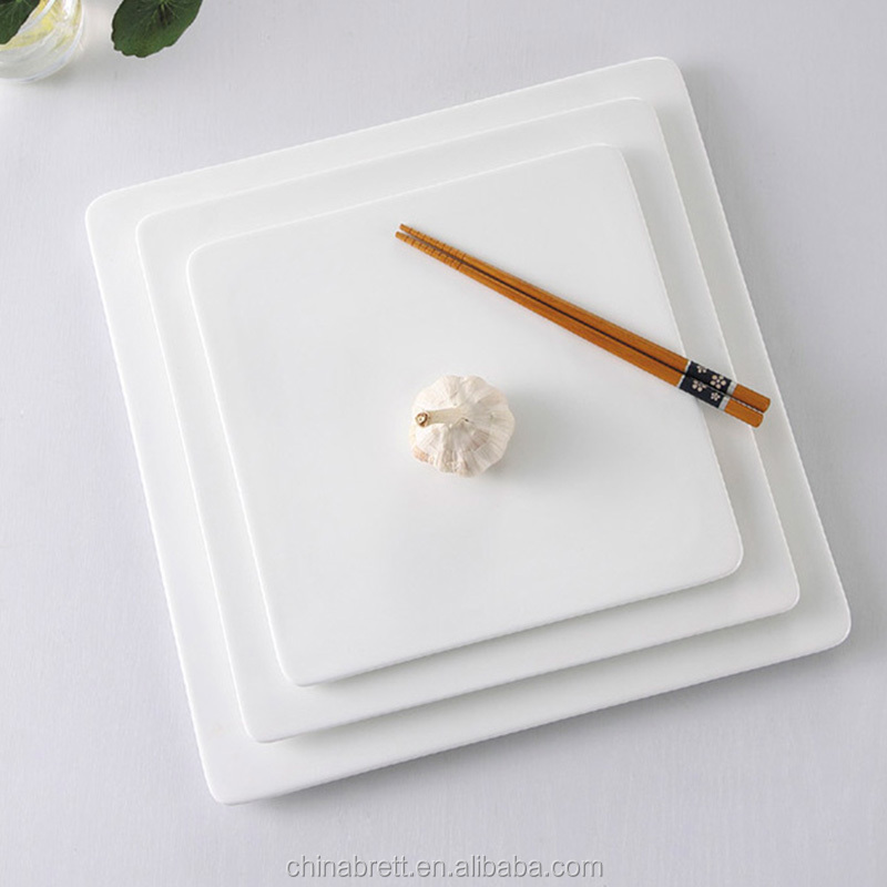 Chinabrett - Tuta plata rektangula ceramikaj pladoj platoj por uzi bufett blankan porcelanan vespermanĝon 14