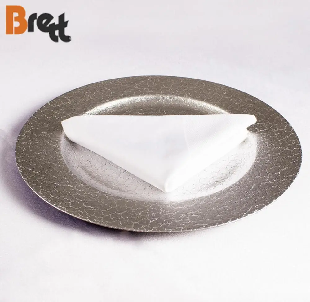 Chinabrett-ディナープレートプラスチックプレート銀コーティングプラスチックシルバープレート用プラスチック充電器プレート 1