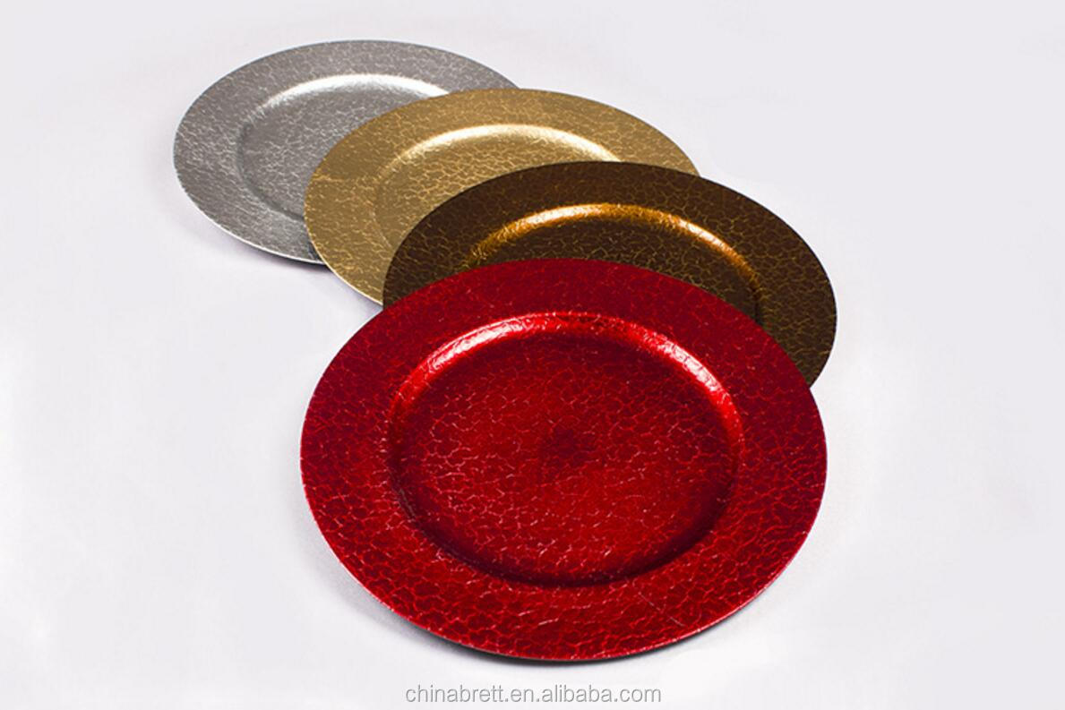 Chinabrett - Vespermanĝaj Plastaj Plastaj Platoj Arĝenta tegita plasta arĝenta plato por festa plasta ŝarĝilo 8