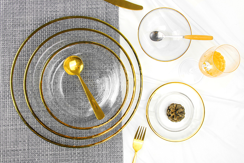 Chinabrett - Vitra Vespermanĝo Fiksas Ora Vespermanĝa telero Ŝargiloj Geedziĝa Ornamita Vitra Ŝargilo 14