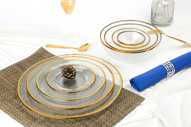 Chinabrett - Vitra Vespermanĝo Fiksas Ora Vespermanĝa telero Ŝargiloj Geedziĝa Ornamita Vitra Ŝargilo 12