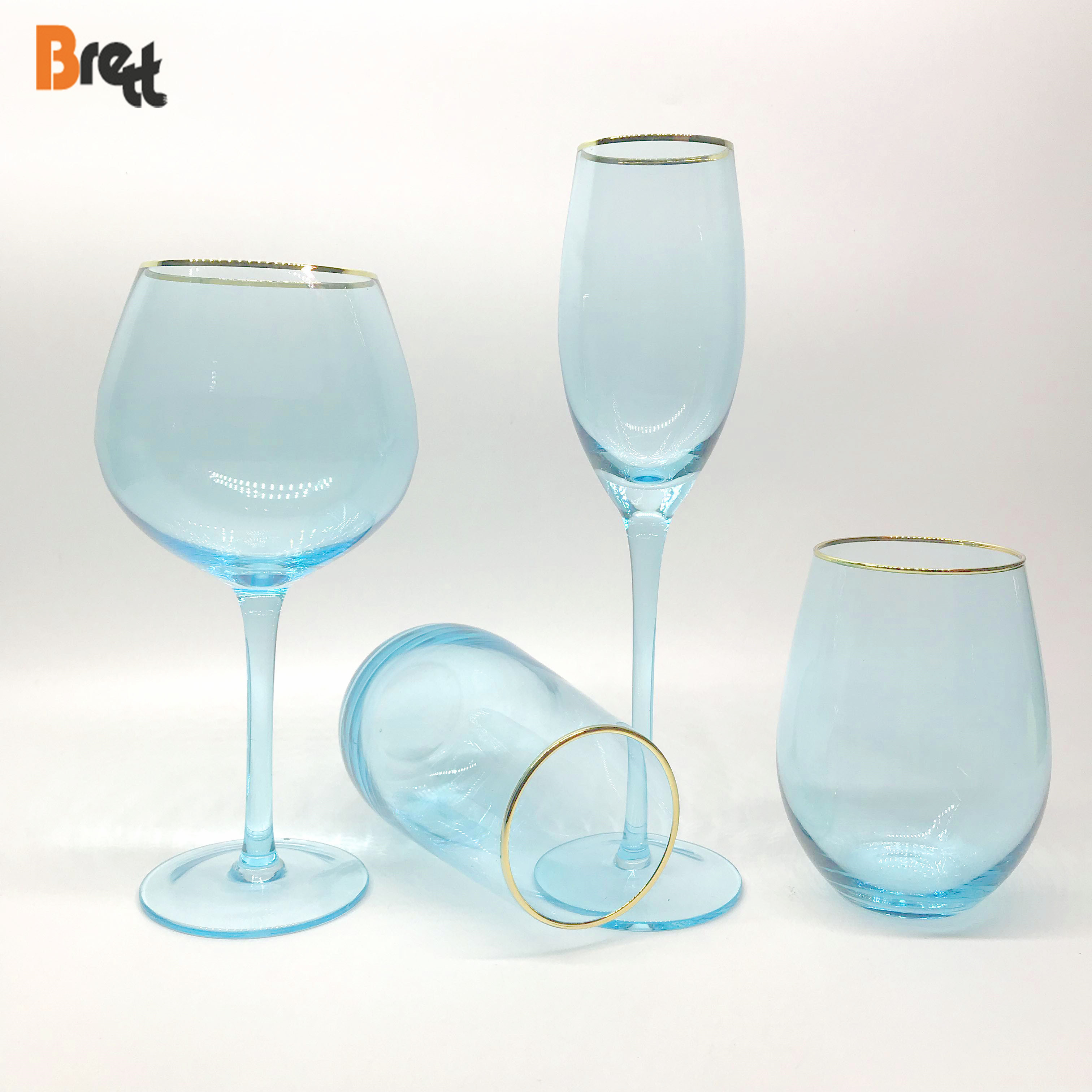 Chinabrett - Guangzhou plej bonaj bluaj vitraj markoj kristala vino vitra biero suko akva vitra taso ora borda vitra taso 14