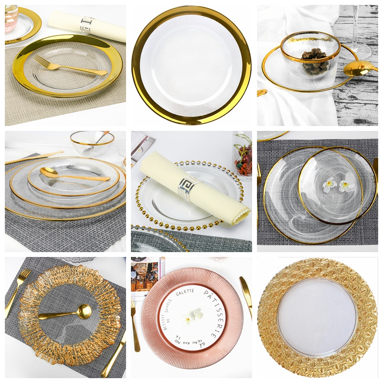 Tabloj Malmultekostaj Plastaj Oraj Arĝentaj Arĝentaj Ŝargiloj -Platoj Geedziĝa Ornamado 16