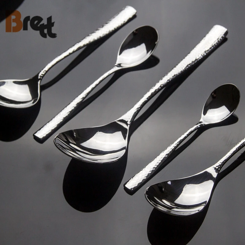Svatební příborový příborový večeře Fork Knife Lžíce Zlatá stříbrná příbory s bílou rukojetí 1