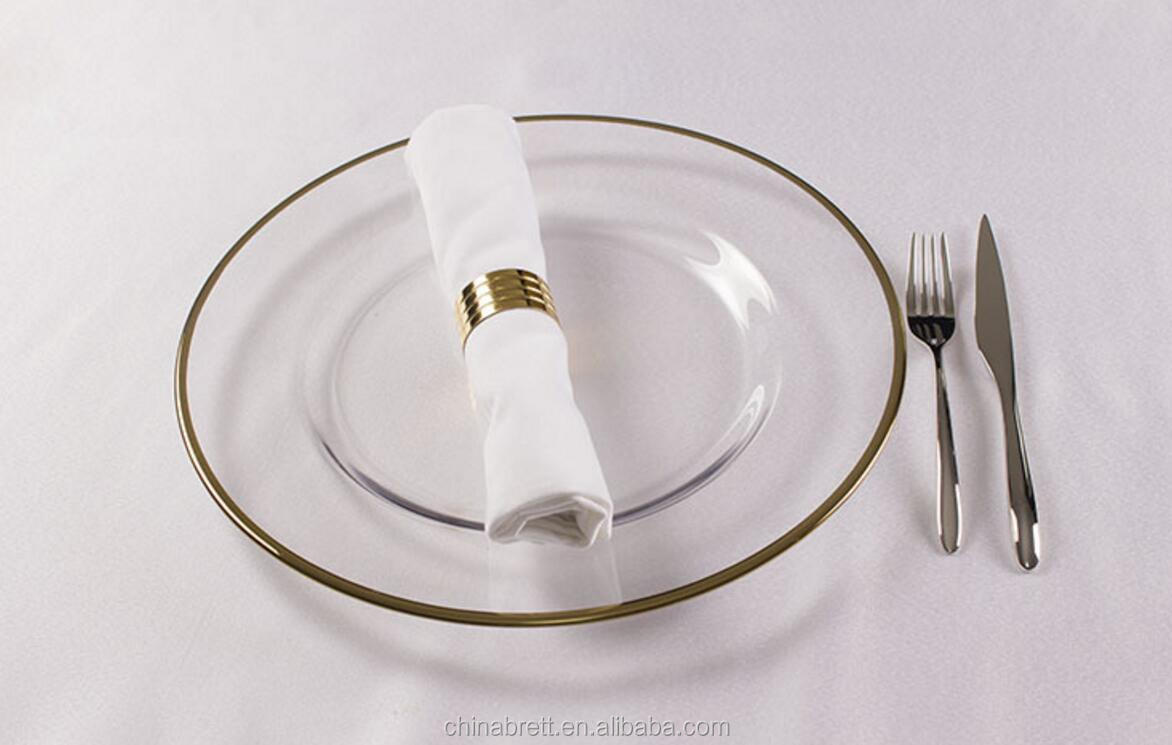 Geedziĝa Tabla Tablo Ora Rim -Vitra Vespermanĝa Plato 18