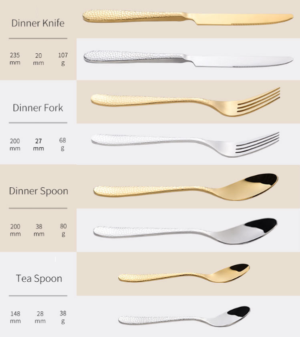 Akva kubo -tranĉilo, forko kaj kulero 4 -peca aro 17