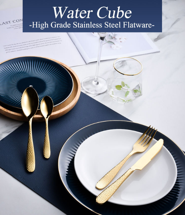 Akva kubo -tranĉilo, forko kaj kulero 4 -peca aro 9