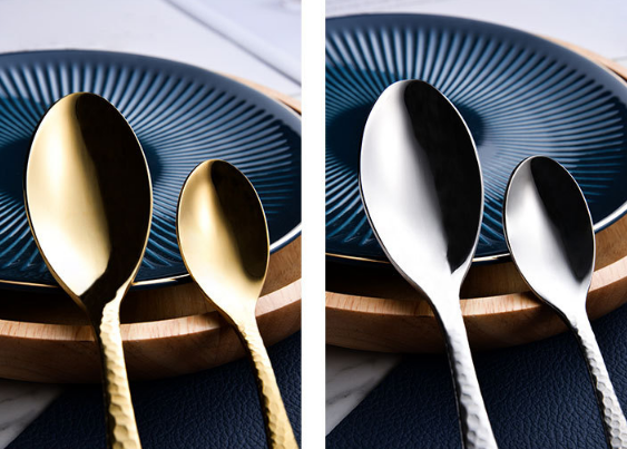 Akva kubo -tranĉilo, forko kaj kulero 4 -peca aro 13