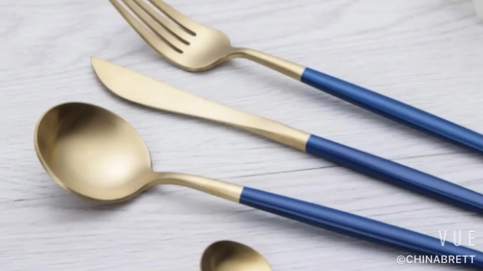 Chinabrett -Fancy Flatware Set Black Steel Cutleryセットステンレス鋼の金のカトラリー 1