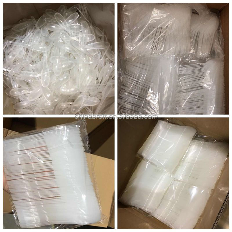 Hot selling 7g disposable plastic cup transparent honey spoon with foil film and wrappers