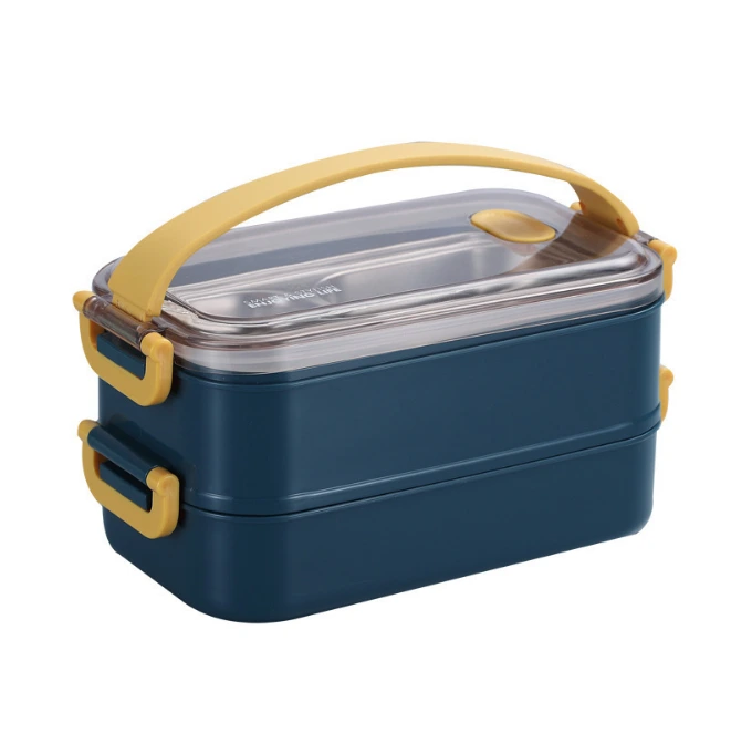 Chinabrett - Kantor dan Mahasiswa 304 Stainless Steel Double Bento Lunch Box Portable Hotel Restaurant Peralatan Banquet 1