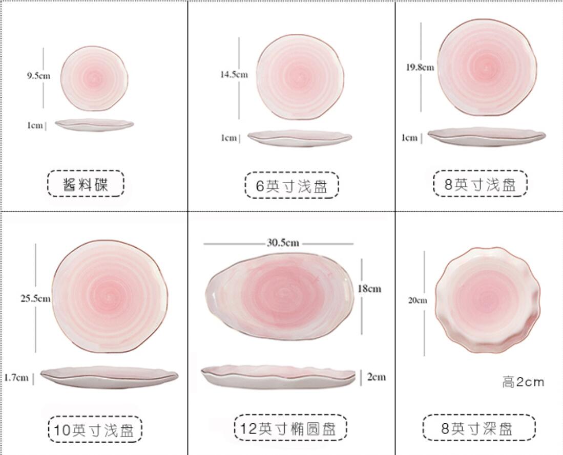 Ĉina Brett - Kolora Eŭropa Stila Porcelana Vespermanĝa Aro kun Ora Rim Kolora Porcelana Vespermanĝa Vespermanĝo 18