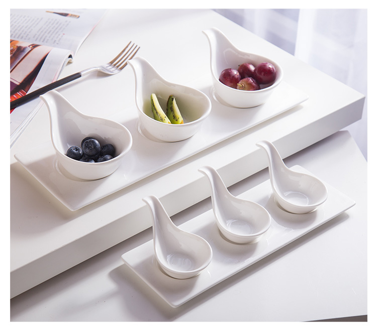 Chinabrett - Buffet kleines Saucengericht Keramik Dekorative Servierlöffel Dip -Löffel weißes Porzellan Geschirr 9