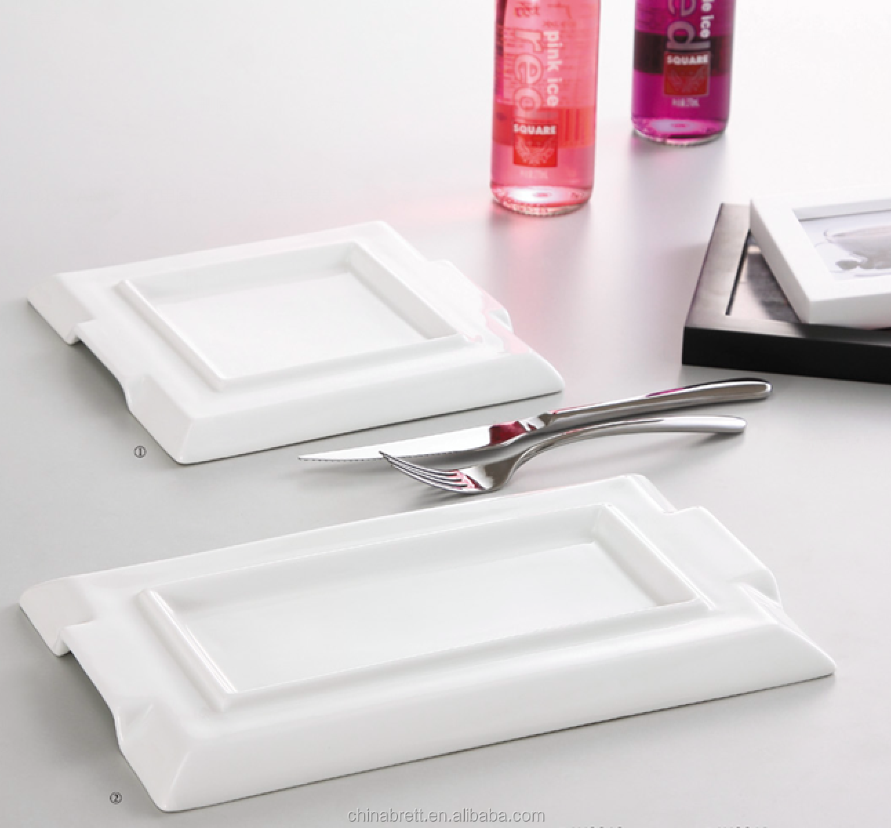 Bulk weiße quadratische ovale Rechteck Großhandel Catering -Dinnerteller für 9