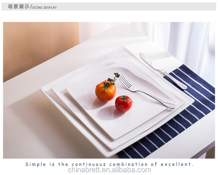 Chinabrett - plej vendataj produktoj ornamaj ceramikaj tabloj kvadrata formo vespermanĝa telero blanka porcelana vespermanĝo 15