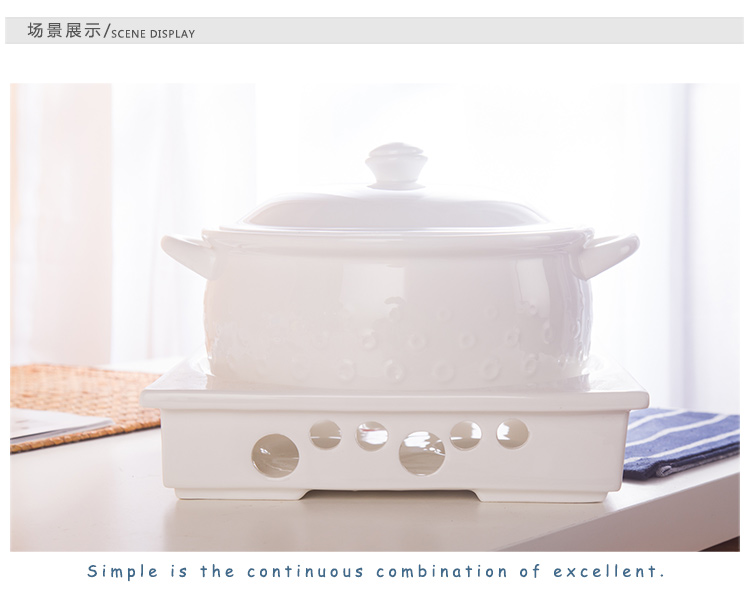 Pogranda Plej Bonkvalita 10 Ceramika Supo Tureen -Bovloj Kun Kovrilo Kaj Kandelo Staras Blanka Porcelana Vespermanĝo 22