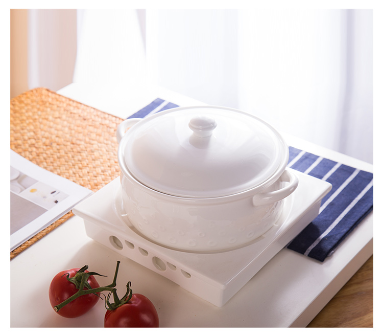 Pogranda Plej Bonkvalita 10 Ceramika Supo Tureen -Bovloj Kun Kovrilo Kaj Kandelo Staras Blanka Porcelana Vespermanĝo 10