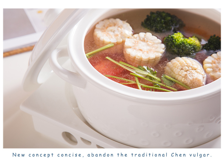 Pogranda Plej Bonkvalita 10 Ceramika Supo Tureen -Bovloj Kun Kovrilo Kaj Kandelo Staras Blanka Porcelana Vespermanĝo 26