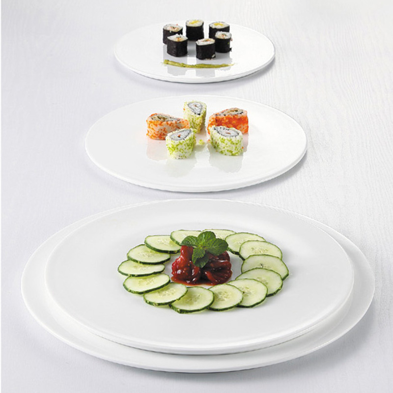 Całkowicie płaski biały ceramiczny kwadrat okrągły talerz obiadowy Pizza Deser Porcelna Sushi Plate 20