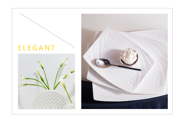 Chinabrett - Shenzhen Tableware Restaurant Porcelana Rektangula Vespermanĝa Plato Blanka Porcelana Vespermanĝo 14