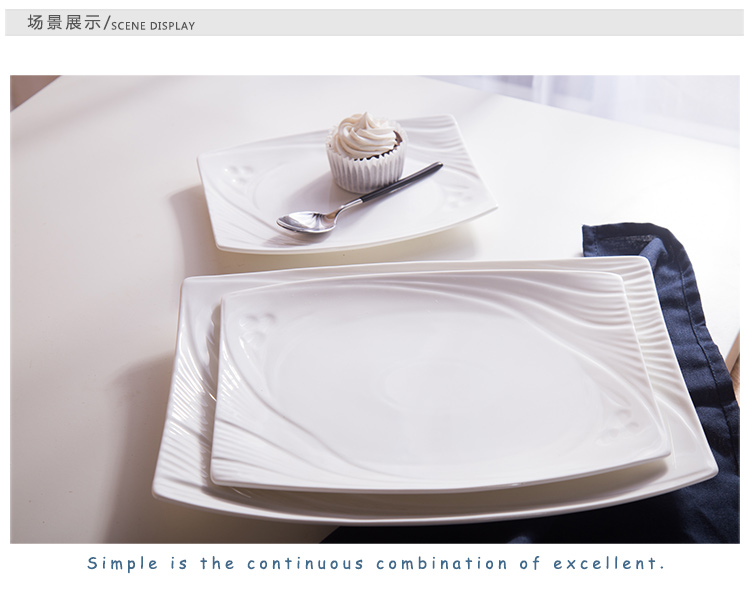 Chinabrett - Shenzhen Tableware Restaurant Porcelana Rektangula Vespermanĝa Plato Blanka Porcelana Vespermanĝo 20
