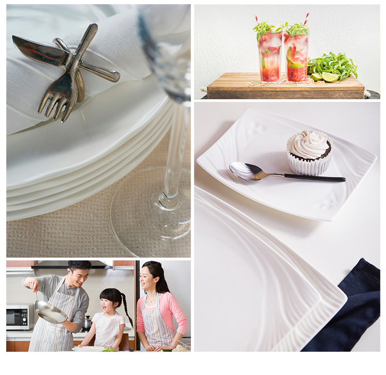 Chinabrett - Shenzhen Tableware Restaurant Porcelana Rektangula Vespermanĝa Plato Blanka Porcelana Vespermanĝo 18