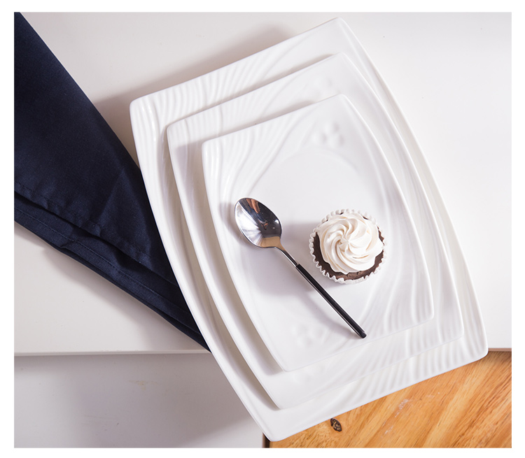 Chinabrett - Shenzhen Tableware Restaurant Porcelana Rektangula Vespermanĝa Plato Blanka Porcelana Vespermanĝo 10