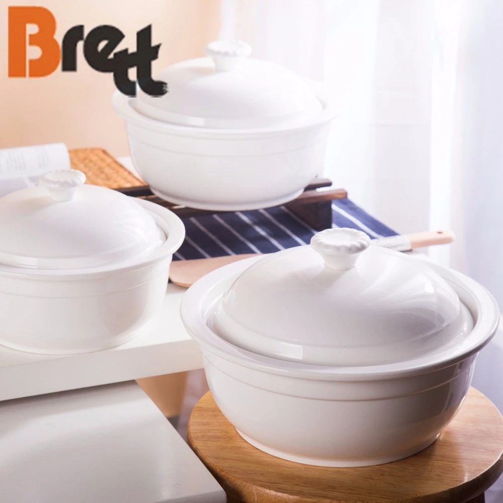 Céramique blanche Tureen Porcelaine Soup bol soupe blanche Tureen avec couvercle 1