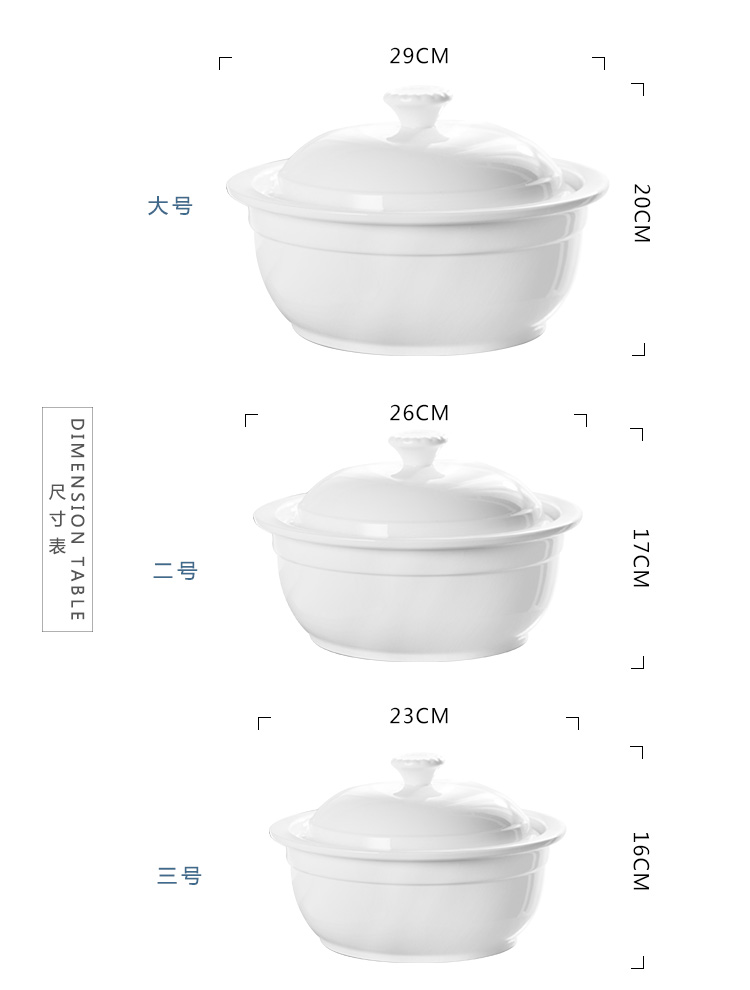 Blanka ceramika tureen porcelana supo -bovlo blanka supo tureen kun kovrilo 18