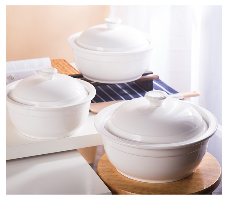 Blanka ceramika tureen porcelana supo -bovlo blanka supo tureen kun kovrilo 10