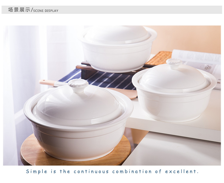 Blanka ceramika tureen porcelana supo -bovlo blanka supo tureen kun kovrilo 22