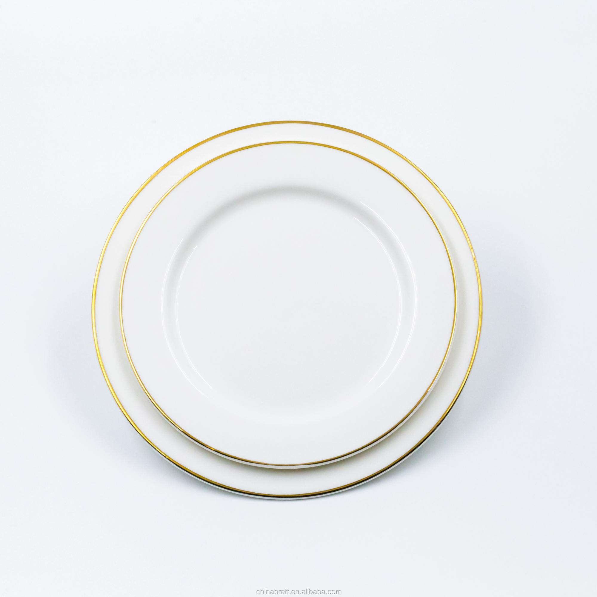 Nova Osto China Gold Rim Catering Vespermanĝaj Platoj por Geedziĝoj Platoj Restoracio Ceramika Vespermanĝo 11